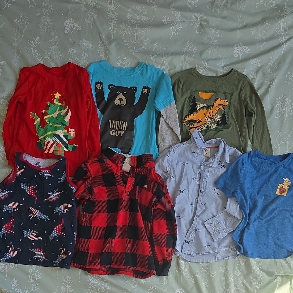 Carter's Kids Long Sleeve Tees - Red, Blue, Green, and Gray